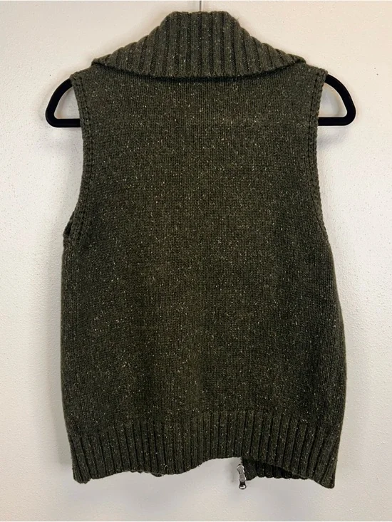 Dark Green Knit Zip-Up Vest Pockets Size M Cotton Angora Gorpcore Granola Hiking - Picture 7 of 9
